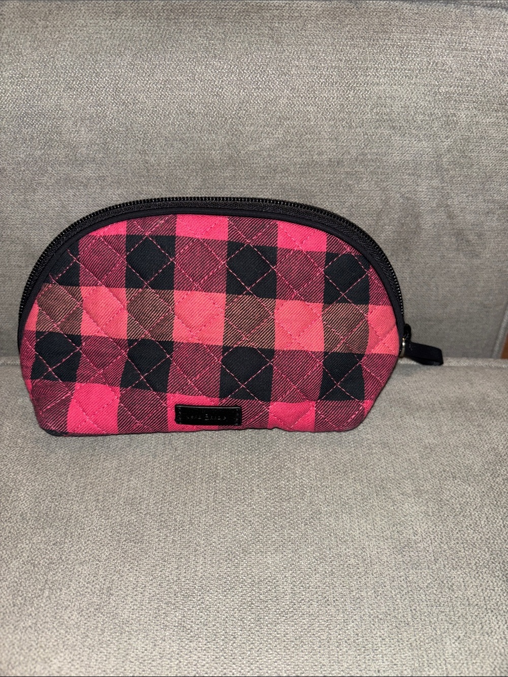 Vera Bradley Red and Black Buffalo Plaid Quilted Cosmetic Case